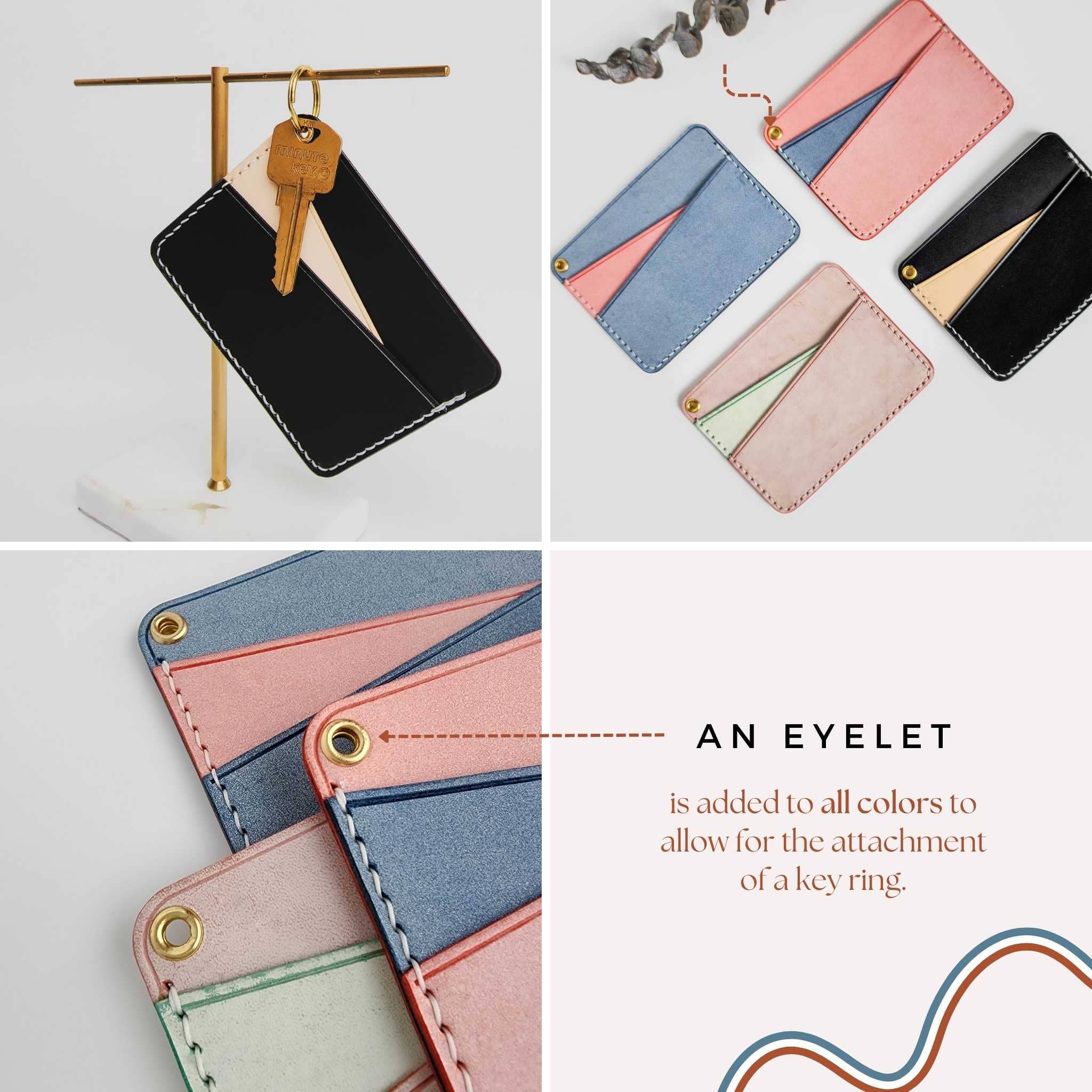 SERENIIKEY | Geometry Leather Card Holder | Minimalist Top-Grain Leather Wallet