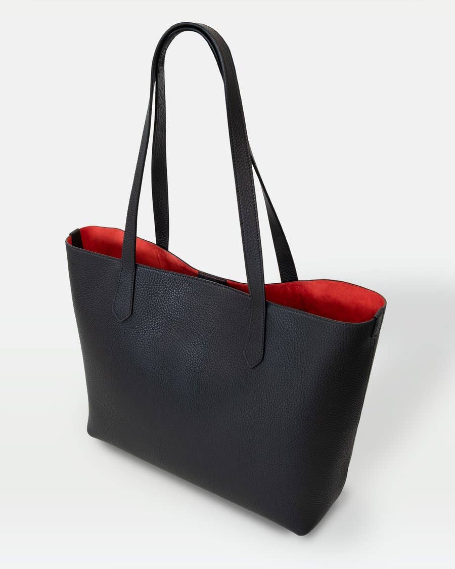 MODHER | Bellagio Large Leather Tote Bag | Italian Leather Tote with Red Suede Interior