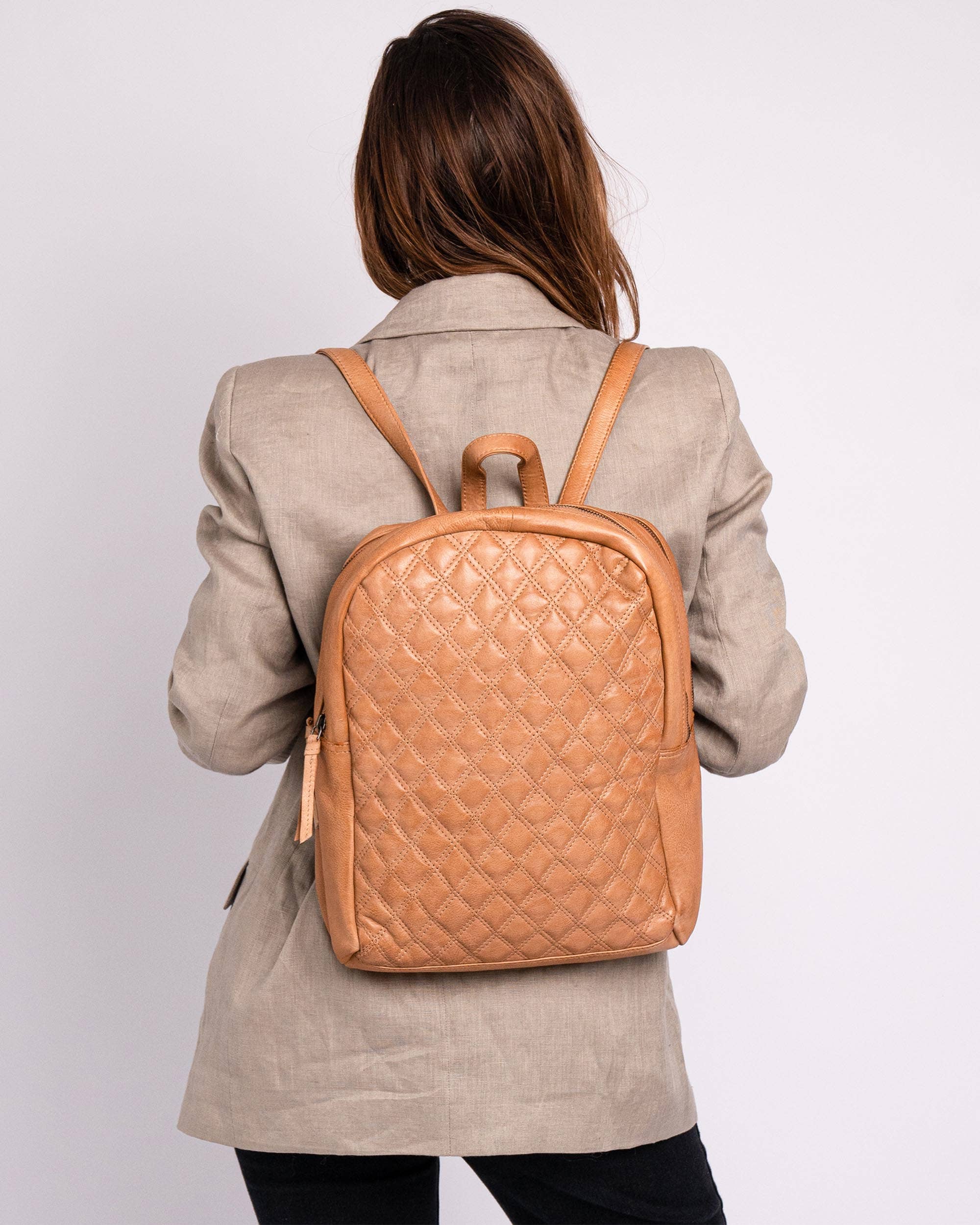 backpacks with the leather diamond Amsterdam Heritage | Bekema Premium Diamond Leather Backpack