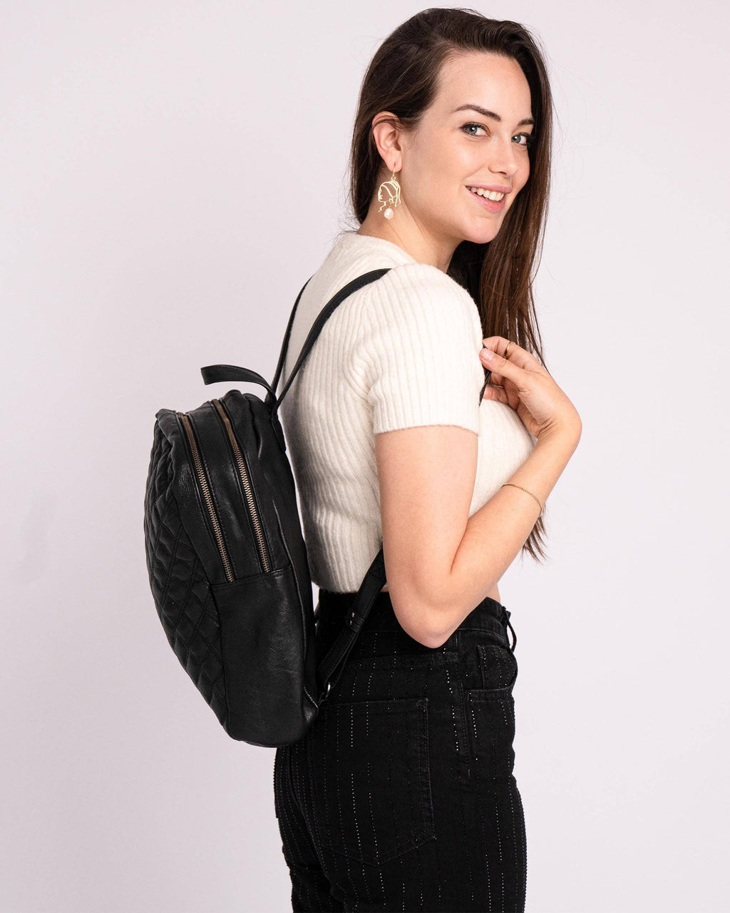 Amsterdam Heritage | Diamond Pattern Leather Bekema Premium Leather Backpack