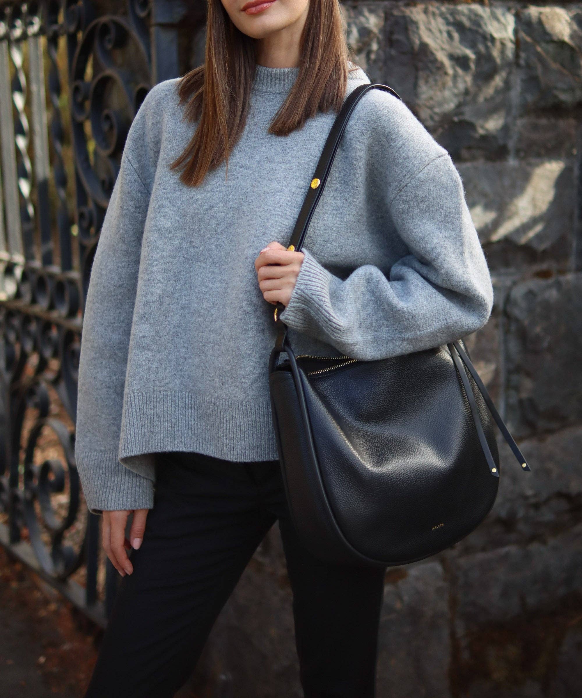 AALLYN | Pebbled Leather Marley Hobo Bag | Premium Pebbled Leather