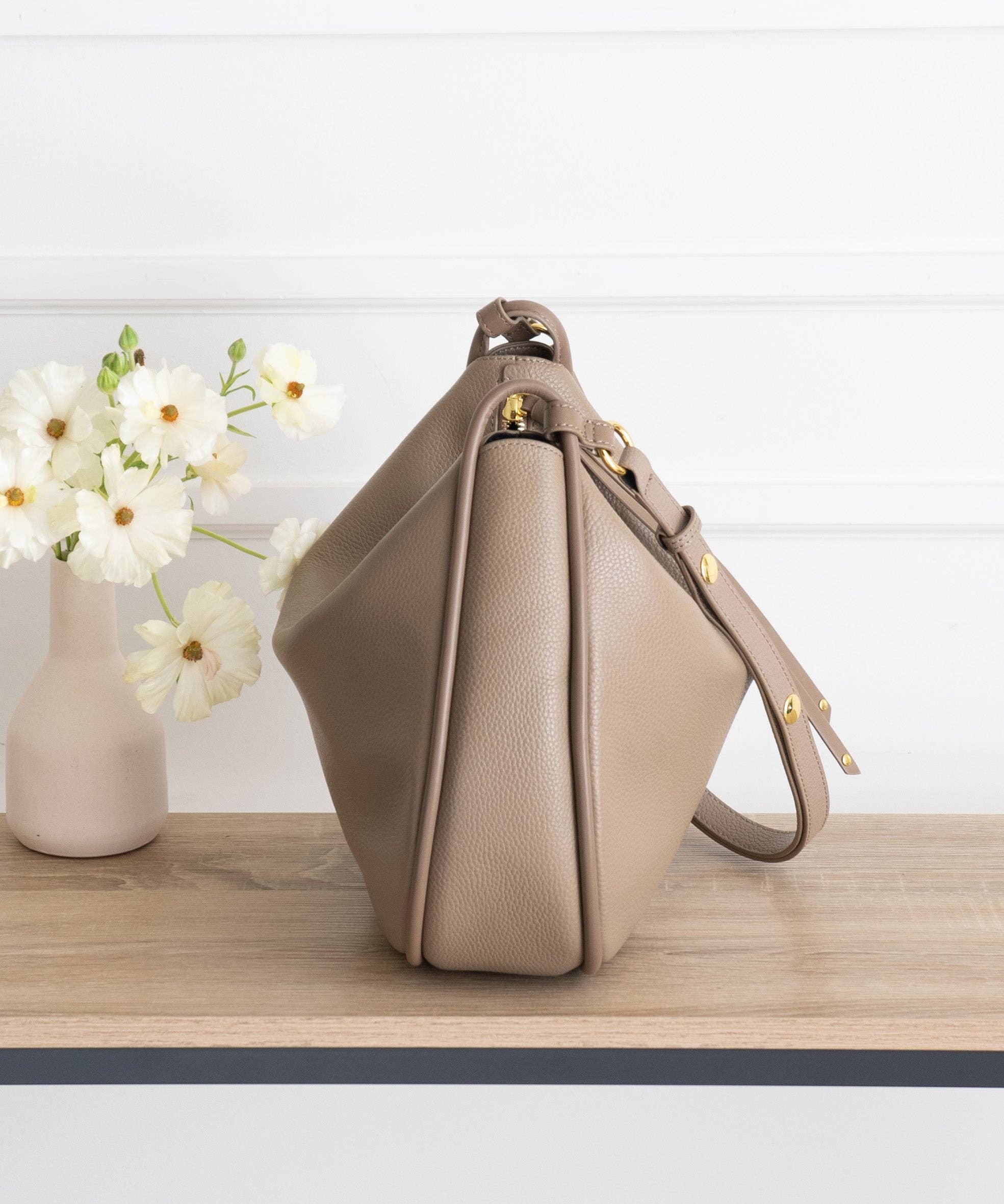 AALLYN | Pebbled Leather Marley Hobo Bag | Premium Pebbled Leather