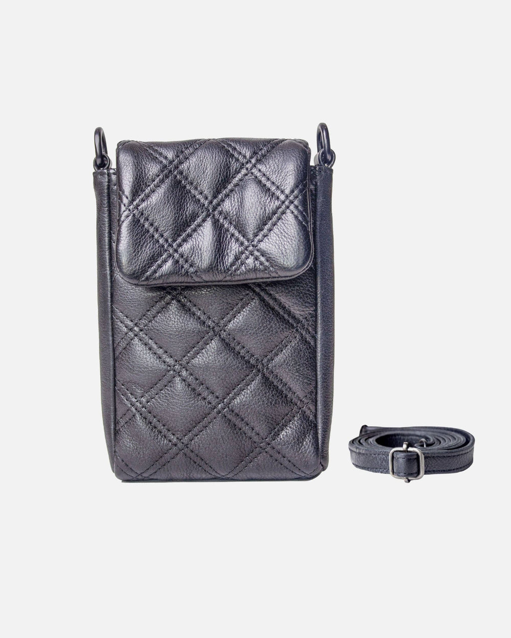 Amsterdam Heritage | Beks Diamond Pattern Leather Crossbody Phone Bag