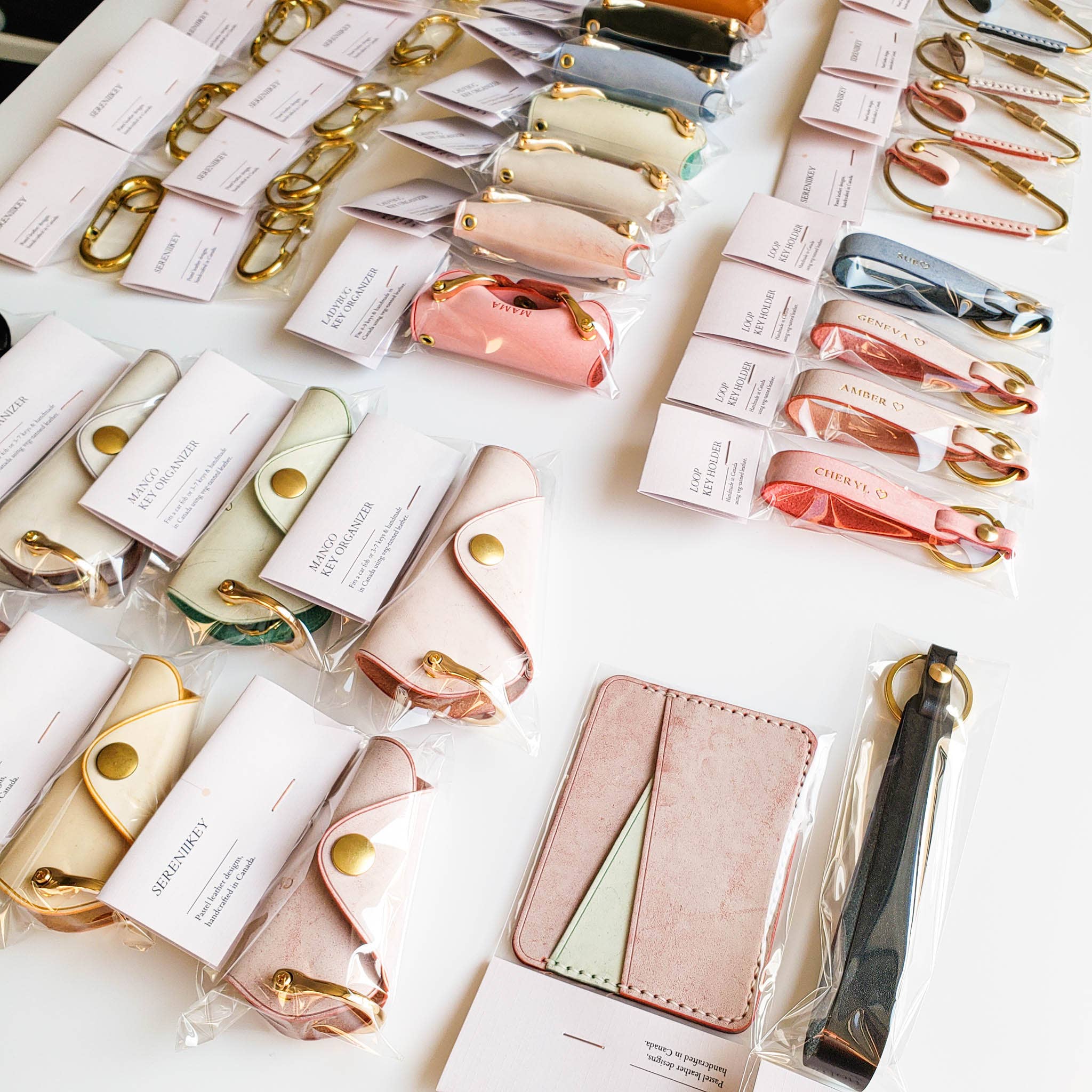 SERENIIKEY | Geometry Leather Card Holder | Minimalist Top-Grain Leather Wallet