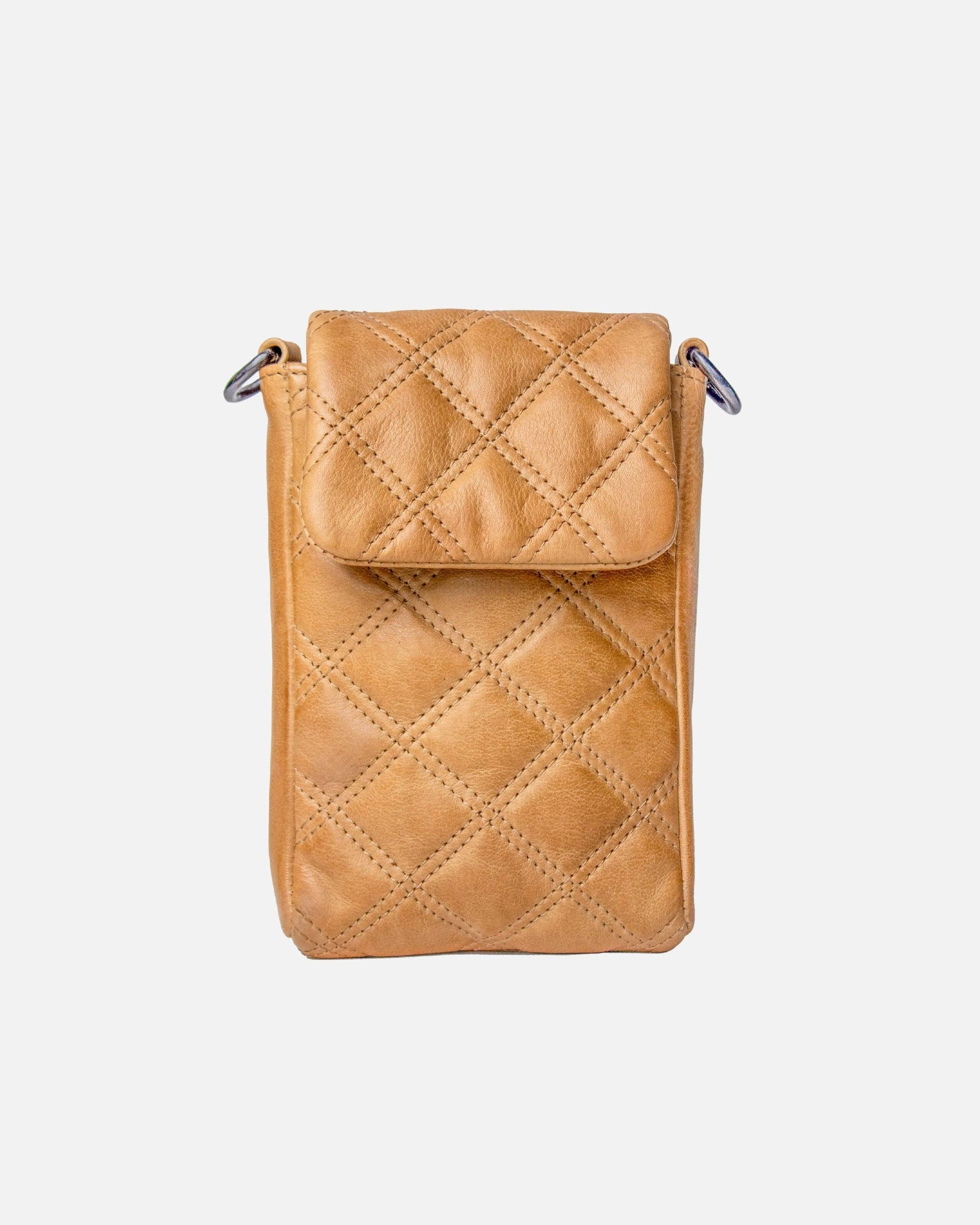 Amsterdam Heritage | Beks Diamond Pattern Leather Crossbody Phone Bag