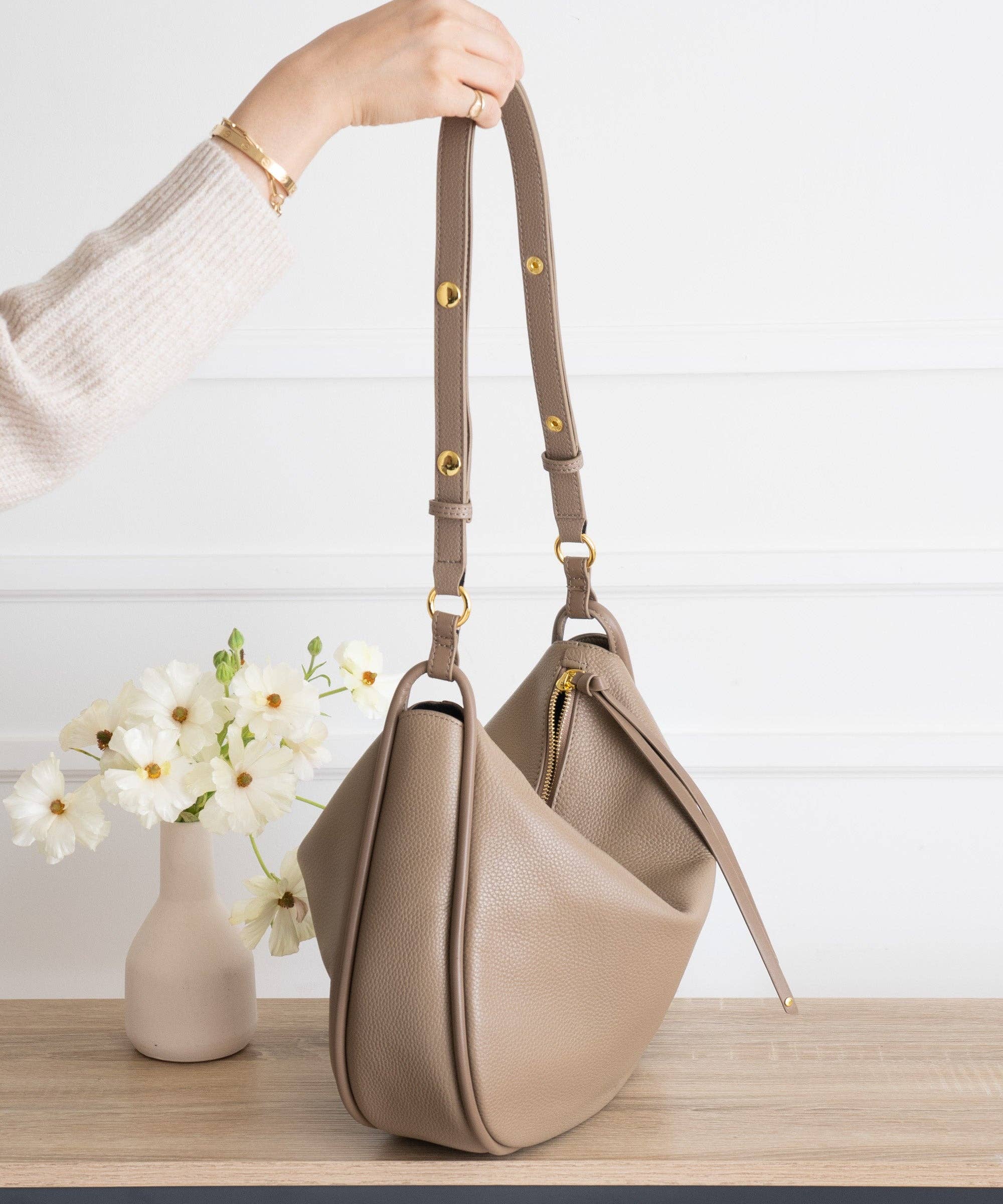 AALLYN | Pebbled Leather Marley Hobo Bag | Premium Pebbled Leather