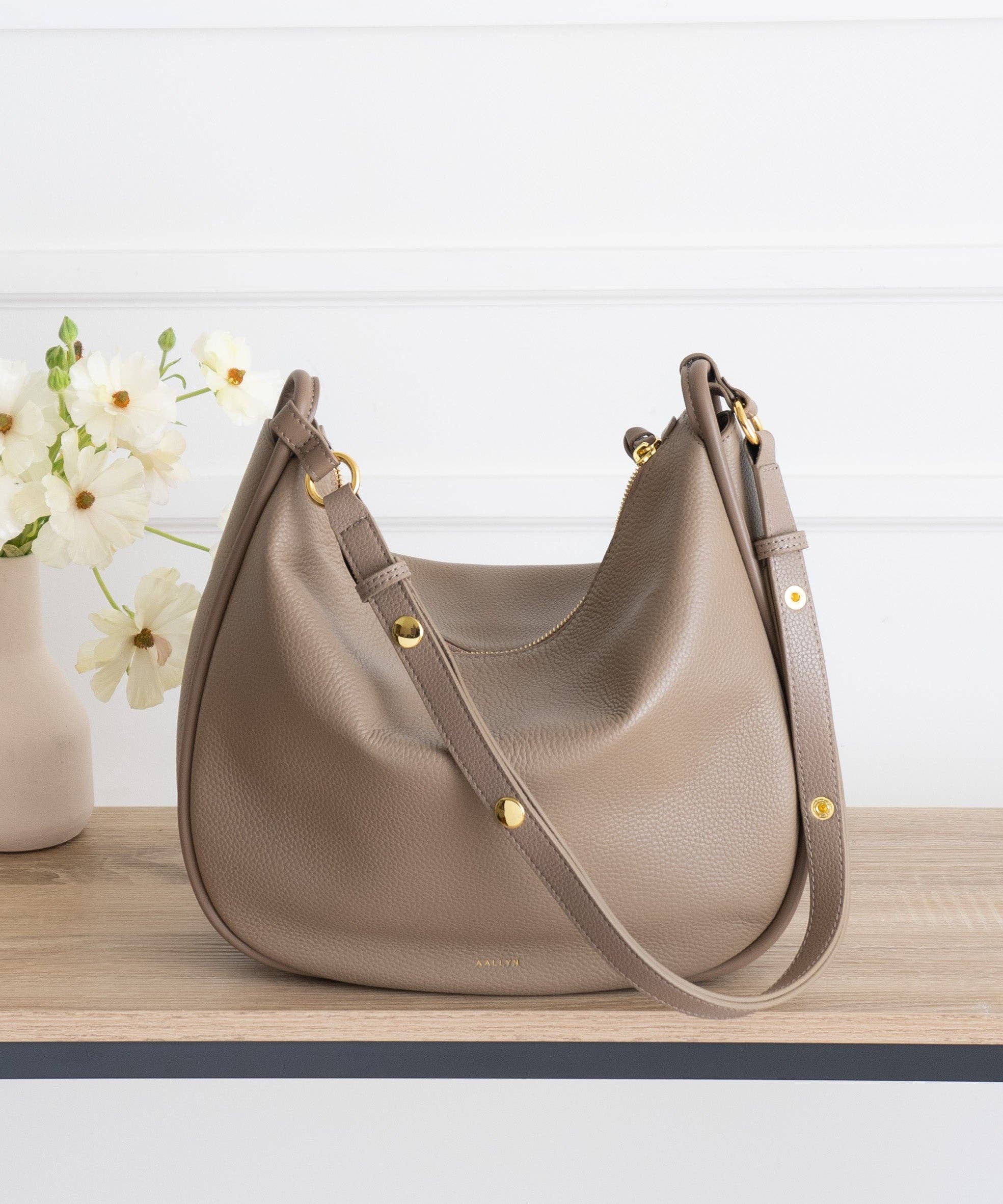 AALLYN | Pebbled Leather Marley Hobo Bag | Premium Pebbled Leather