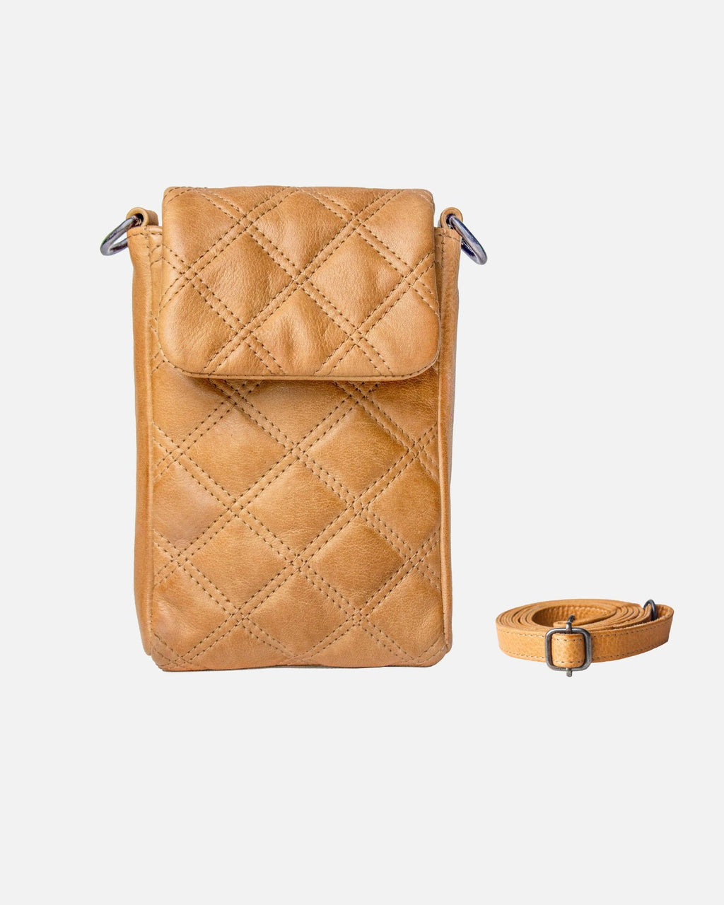 Amsterdam Heritage | Beks Diamond Pattern Leather Crossbody Phone Bag