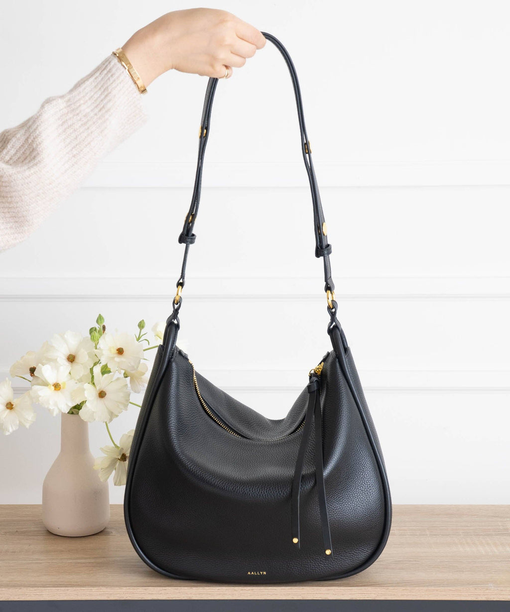 AALLYN | Pebbled Leather Marley Hobo Bag | Premium Pebbled Leather